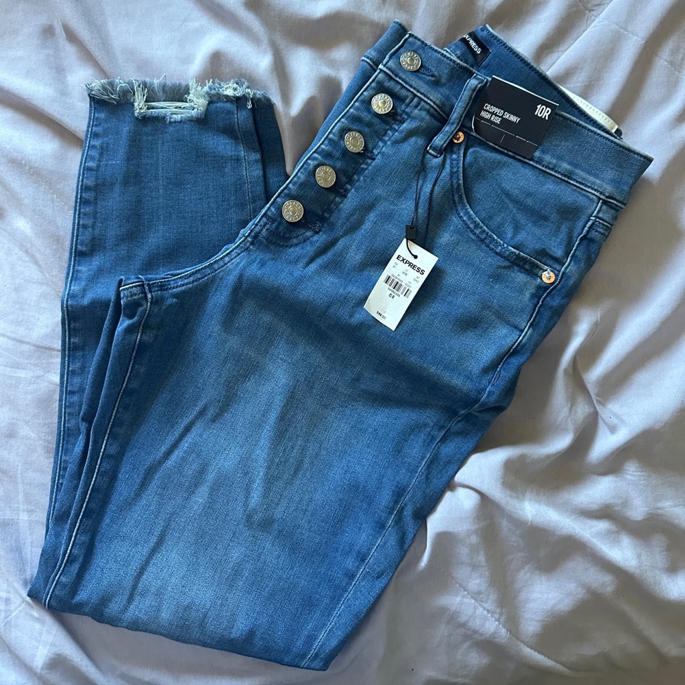 EXPRESS Cropped Skinny High Rise Jeans
